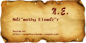 Némethy Elemér névjegykártya